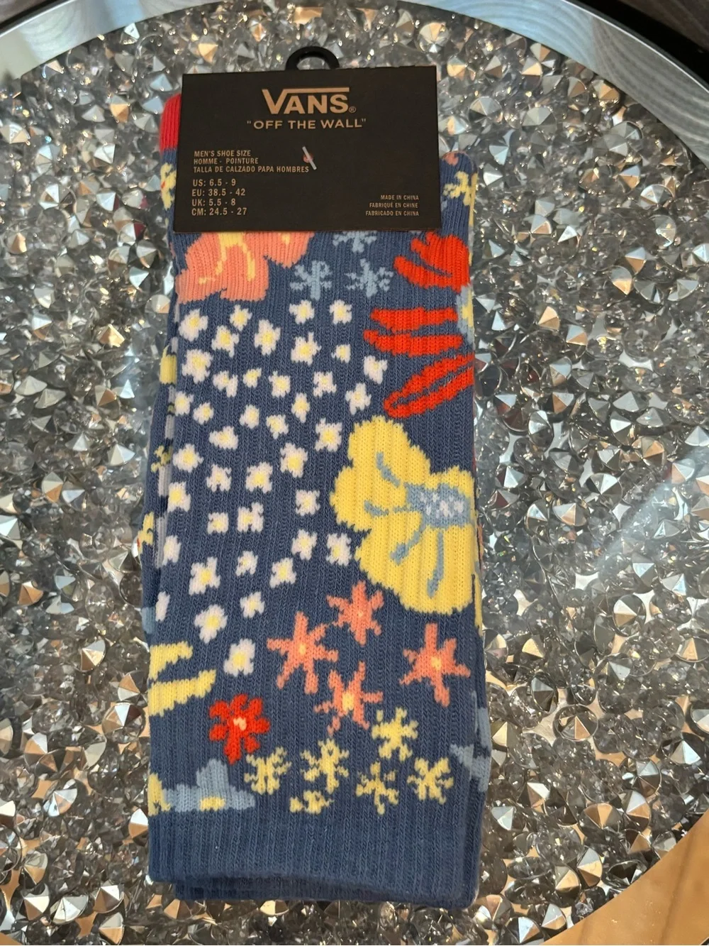 Vans Floral Crew Socks Blue Multicolor Flowers NEW 🧦🌼 Unisex